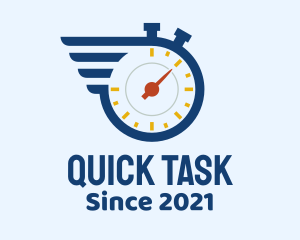 Stopwatch Timer Wing logo design