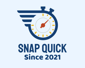 Stopwatch Timer Wing logo design