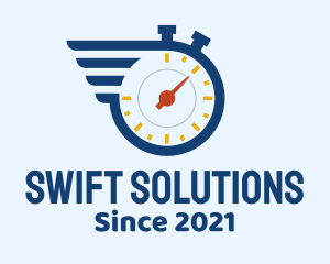 Stopwatch Timer Wing logo design