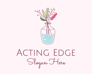 Watercolor Flower Vase logo design