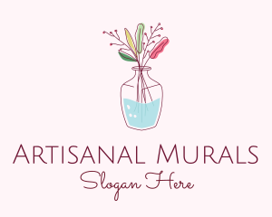 Watercolor Flower Vase logo design