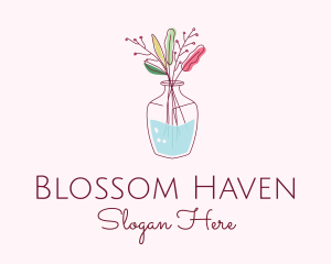 Watercolor Flower Vase logo design