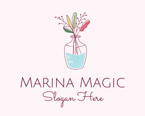 Watercolor Flower Vase logo design