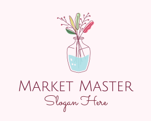 Watercolor Flower Vase logo design