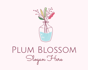 Watercolor Flower Vase logo design