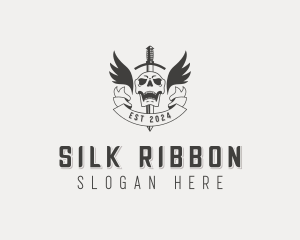 Skull Hunter Sword logo design