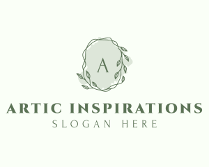 Watercolor Plant Wreath  logo design