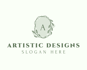 Watercolor Plant Wreath  logo design