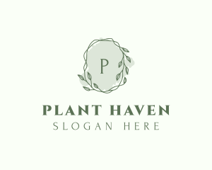 Watercolor Plant Wreath  logo design