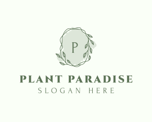 Watercolor Plant Wreath  logo design