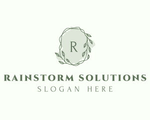 Watercolor Plant Wreath  logo design