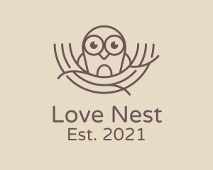 Cute Owl Nest  logo design