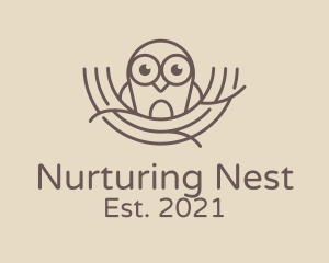 Cute Owl Nest  logo design