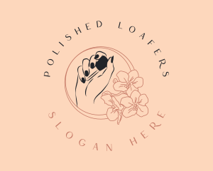 Floral Nail Polish Hand logo design