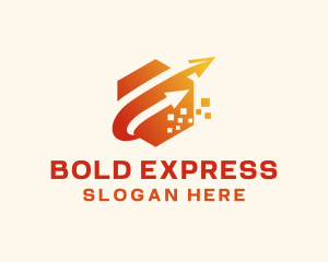 Hexagon Arrow Express Logistics logo design