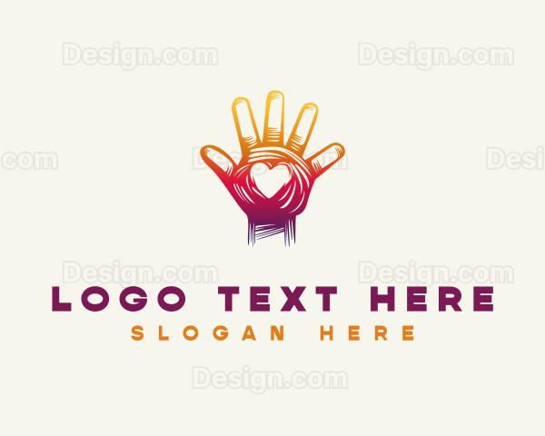 Hand Heart Scribble Logo