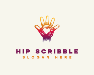 Hand Heart Scribble logo design