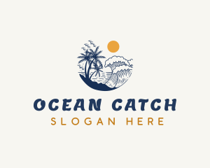 Ocean Waves Beach  logo design