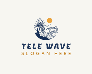 Ocean Waves Beach  logo design