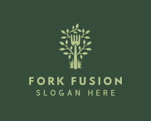 Plant Gardening Fork logo design