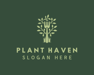 Plant Gardening Fork logo design