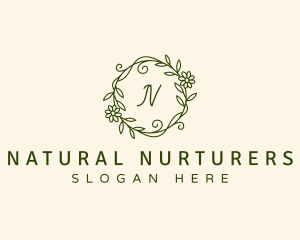 Elegant Floral Wreath logo design