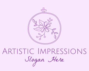 Purple Floral Embroidery logo design