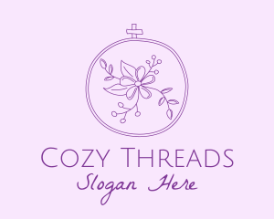 Purple Floral Embroidery logo design