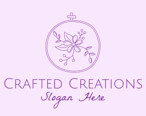 Purple Floral Embroidery logo design