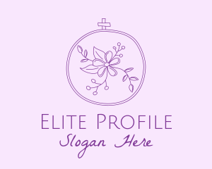 Purple Floral Embroidery logo design