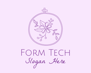 Purple Floral Embroidery logo design