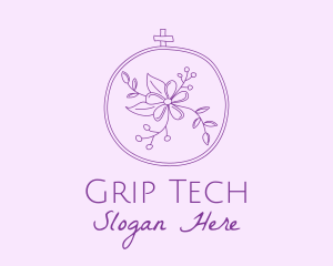 Purple Floral Embroidery logo design