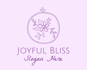 Purple Floral Embroidery logo design