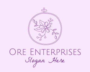 Purple Floral Embroidery logo design