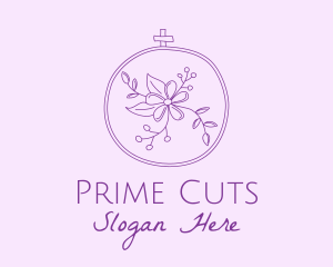 Purple Floral Embroidery logo design