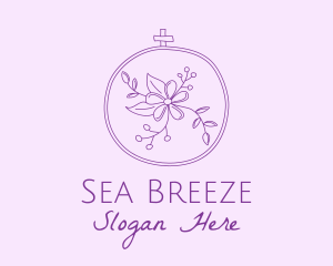 Purple Floral Embroidery logo design