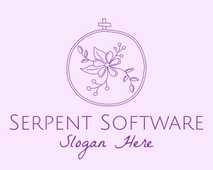 Purple Floral Embroidery logo design