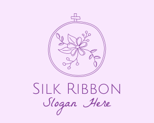 Purple Floral Embroidery logo design