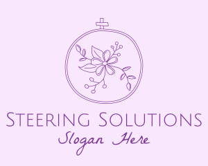 Purple Floral Embroidery logo design