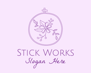 Purple Floral Embroidery logo design