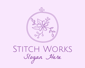 Purple Floral Embroidery logo design