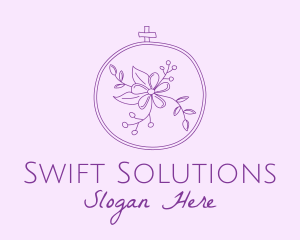 Purple Floral Embroidery logo design