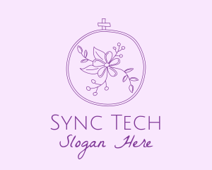 Purple Floral Embroidery logo design