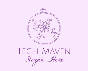 Purple Floral Embroidery logo design