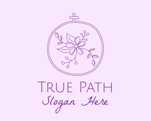 Purple Floral Embroidery logo design