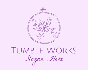 Purple Floral Embroidery logo design