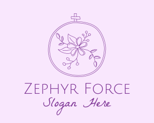 Purple Floral Embroidery logo design