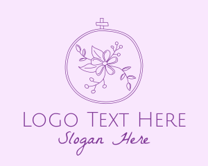 Fabric - Purple Floral Embroidery logo design