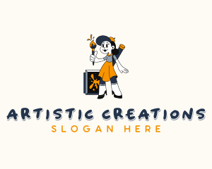 Female Painter Artist logo design