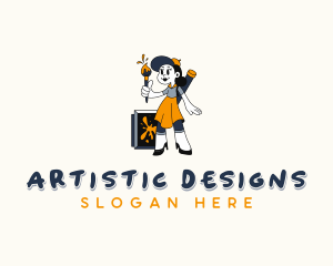 Female Painter Artist logo design